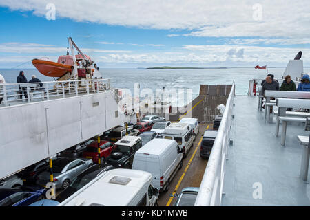 An Bord der Caithness auf Orkney Ferry, der Katamaran 'MV Pentalina" der Pentland Ferries, die Pentland Firth, Schottland, UK Kreuzung Stockfoto