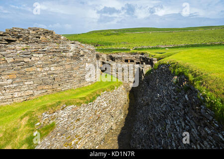 Midhowe Broch auf der Insel Rousay, Orkney Inseln, Schottland, Großbritannien. Stockfoto