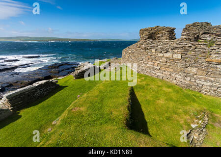 Midhowe Broch auf der Insel Rousay, Orkney Inseln, Schottland, Großbritannien. Stockfoto