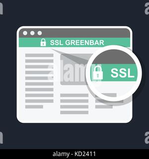 Sichere Zahlung icon-ssl-grüne Adressleiste im Browser Stock Vektor