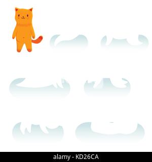 Cute cartoon rote Katze Yoga für Anfänger. isolierte Vektor Clipart mit Titeln von Yoga Posen Stock Vektor