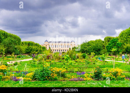 Jardin des plantes mit der Grande Galerie de lEvolution im Hintergrund in Paris, Frankreich Stockfoto