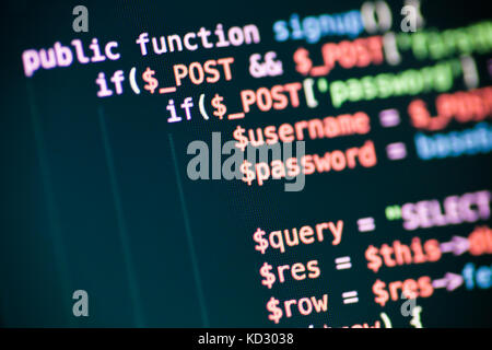 Computer Code auf dem Bildschirm Stockfoto