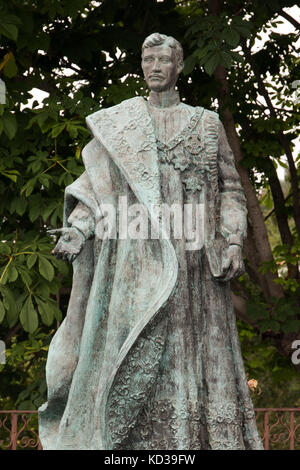Blick auf die Statue von Kaiser Karl I. von Österreich, der letzte Habsburger Kaiser des Heiligen Römischen Reiches. Stockfoto