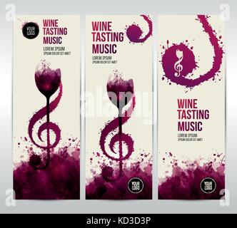 Idee, Konzept, Wein und Musik. Farben und Wein Flecken. Stock Vektor