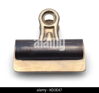 Altes großes Metall binder clips auf einem weißen Hintergrund. Stockfoto