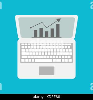 Vektor Laptop mit Business oder Gewinne Wachstum Balkendiagramm Stock Vektor
