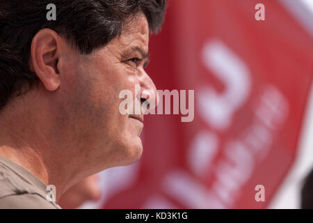 Jerry Dias, Unifor Union Präsident wird dargestellt auf einer Solidarität Rallye in Ingersoll auf Okt, 6, 2017. Stockfoto