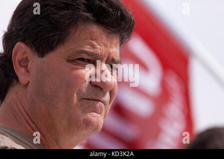 Jerry Dias, Unifor Union Präsident wird dargestellt auf einer Solidarität Rallye in Ingersoll auf Okt, 6, 2017. Stockfoto