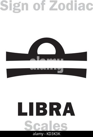 Astrologie-Alphabet: Zeichen des Tierkreises LIBRA (Waage). Hieroglyphen Charakter Zeichen (einzelnes Symbol). Stock Vektor