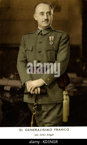 General Francisco Franco - Porträt. Spanischer Militär allgemein, Diktator und Mitglied der Falange-Bewegung: 4. Dezember 1892 – 20. November 1975. Stockfoto