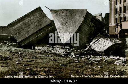 Weltkrieg: Hitlerbunker im Kanzleramt, Berlin (deutsch: "Berliner Hitler-Bunker in der Reichanzlei"). Bekannt als Führerbunker (Führerbunker). Letztes von Hitler genutztes Hauptquartier (Führerhauptquartiere) vom 16. Januar 1945 bis April 1945. Stockfoto