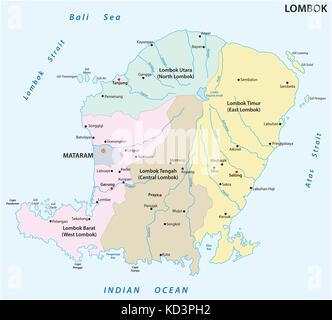 Lombok administrative und politische Karte, Indonesien Stock Vektor