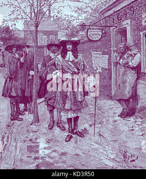 Sir Edmund Andros (6. Dezember 1637 - 24. Februar 1714), Gouverneur des Dominion von Neuengland, bis er in der Boston Revolt 1689 gestürzt ist. Illustration von Howard Pyle, 1883 Stockfoto