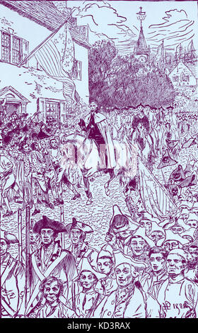 George Washington Prozession zu seiner Amtseinführung als erster Präsident der Vereinigten Staaten, 1789. Illustration von Howard Pyle, 1896 Stockfoto