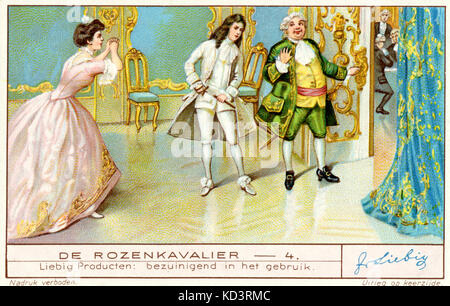 STRAUSS, Richard - Der Rosenkavalier. Sophie ist von Baron Ochs' Manieren entsetzt. Drucken aus "Viande Liebig." Anzeige Stockfoto