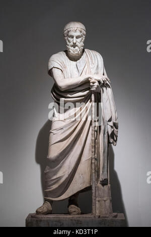 Neapel. Italien. Statue des Isokrates mit Kopf der Farnese Homerischen/Sophokles Art, (1. Jahrhundert v. Chr.) aus der Villa dei Papiri, Herculaneum. Stockfoto