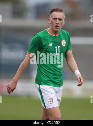 Ronan Curtis aus der Republik Irland während des UEFA Under 21 Qualifying Group Five-Spiels 2019 im Tallaght Stadium, Dublin. DRÜCKEN Sie VERBANDSFOTO. Bilddatum: Montag, 9. Oktober 2017. Siehe PA Geschichte FUSSBALL Wales. Bildnachweis sollte lauten: Nigel French/PA Wire. EINSCHRÄNKUNGEN: Nur redaktionelle Verwendung, keine kommerzielle Nutzung ohne vorherige Genehmigung. Stockfoto