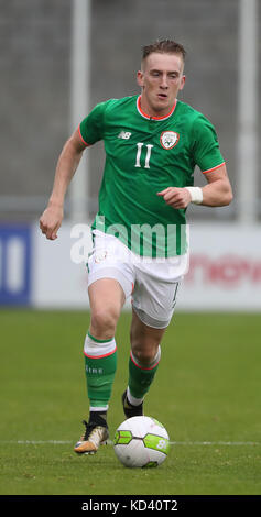 Ronan Curtis aus der Republik Irland während des UEFA Under 21 Qualifying Group Five-Spiels 2019 im Tallaght Stadium, Dublin. DRÜCKEN Sie VERBANDSFOTO. Bilddatum: Montag, 9. Oktober 2017. Siehe PA Geschichte FUSSBALL Wales. Bildnachweis sollte lauten: Nigel French/PA Wire. EINSCHRÄNKUNGEN: Nur redaktionelle Verwendung, keine kommerzielle Nutzung ohne vorherige Genehmigung. Stockfoto