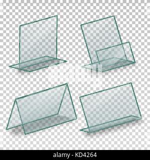 Tabelle leeren Kunststoff Ständer Halter Vektor. Leere Business Information plexiglas Halter. für Menü Papier Kalender Karte. Isoliert Abbildung Stock Vektor