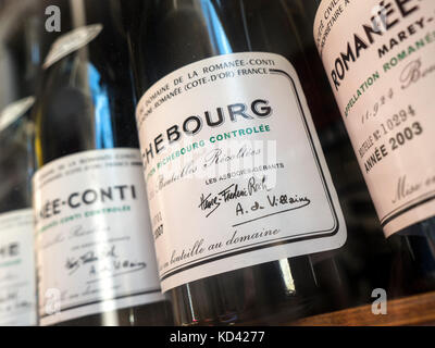 Richebourg Grand Cru Domaine Romanèe-Conti seltener feiner Burgunder-Wein von den berühmten Aubert de Villaine & Henri-Frederic Roch Burgunder Cote-d'Or Frankreich Stockfoto