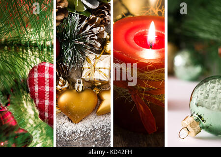 Collage der Weihnachtsverzierungen Stockfoto