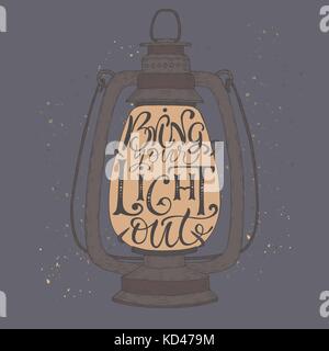 Bürste Schriftzug Phrase in einer Farbe vintage Lampe Skizze platziert. Inspiration Zitat: Dein Licht heraus holen. Stock Vektor