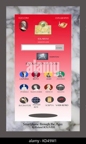 In einer Serie der 'Smartphone' durch das Alter: Caesar's wenige Minuten vor seiner Ermordung. Andere Modell mit Datum von Roms Schöpfung. Stockfoto