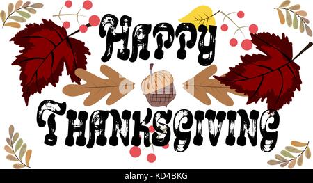 Herbst acorn whith Blätter Happy Thanksgiving Day Grußkarte Stockfoto