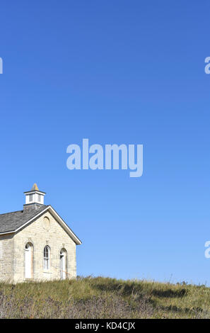 Ein Zimmer schoolhouse - Fox Creek Schule - Flint Hills Region Tall Grass Prairie National Preserve, Kansas, USA Stockfoto