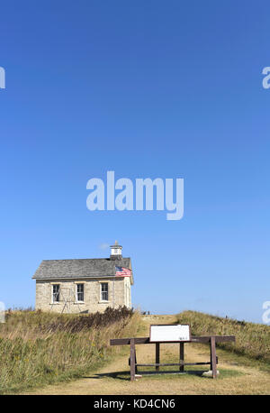 Ein Zimmer schoolhouse - Fox Creek Schule - Flint Hills Region Tall Grass Prairie National Preserve, Kansas, USA Stockfoto