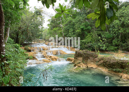 April 16, 2014 tumbala, Mexiko: Die 'Agua Azul 'Wasserfall besteht aus vielen Katarakte nach einer nach dem anderen und ist eine der Hauptattraktionen o Stockfoto