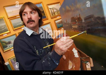 Jack Russell Malerei an seiner Galerie in Chipping Sodbury Stockfoto