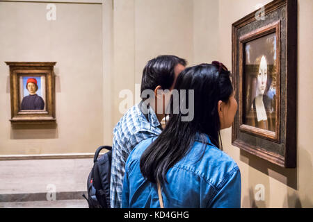 Washington DC, District of Columbia, National Gallery of Art, Museum, Malerei, Renaissance, Leonardo da Vinci, Ginevra de Benci, asiatische Asiaten, ethnische Immigran Stockfoto