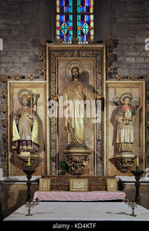 Kapelle des Heiligen Herzens Jesu Altarbild in der Kirche Santa Maria del Pi im Gotischen Viertel von Barcelona Katalonien Spanien Stockfoto