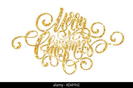 Frohe Weihnachten goldene Handschrift Skript Schriftzug. Vector Illustration Stock Vektor