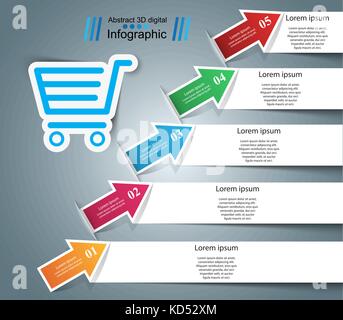 Busines Infografik. Warenkorb Symbol. Stock Vektor