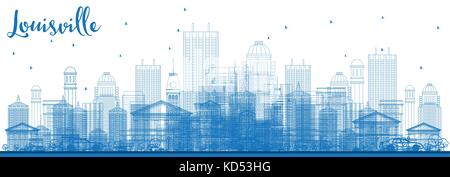 Umrisse louisville Skyline mit blauen Gebäude. Vector Illustration. Business Travel und Tourismus Konzept mit moderner Architektur. Stock Vektor