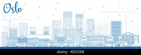 Umrisse Oslo norwegen Skyline mit blauen Gebäude. Vector Illustration. Business Travel und Tourismus Abbildung mit moderner Architektur. Stock Vektor