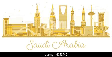 Saudi-arabien goldene Silhouette Silhouette. Vector Illustration. einfache flache Konzept für Tourismus Präsentation, Banner, Plakat oder Website. Stock Vektor