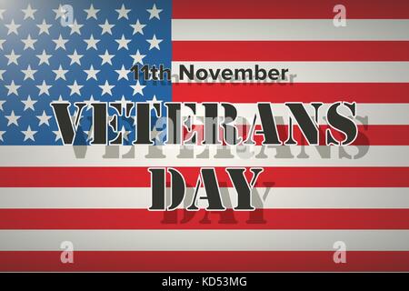 Amerikanische Flagge und Veterans Day label Stock Vektor