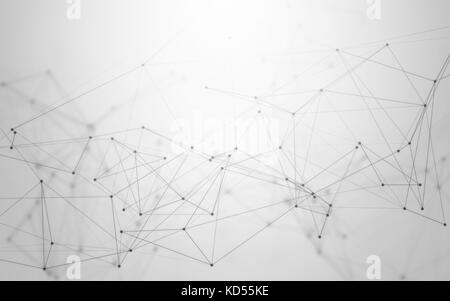 3d-abstrakten polygonale Raum schwarzen und weißen Hintergrund mit grau Low Poly Verbindung von Punkten und Linien. Endlose mesh, Internetzugang in den Stockfoto