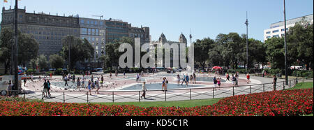 Panoramablick von der Plaça de Catalunya in Barcelona Catalunya Spanien Stockfoto