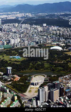 Ein Luftbild von Seoul Olympic Park. Stockfoto