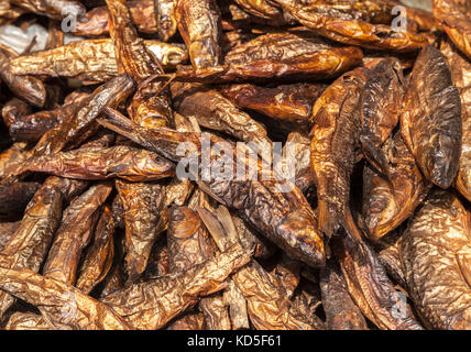 Getrockneter Fisch für den Verkauf am lokalen Markt in Kathmandu, Nepal Stockfoto