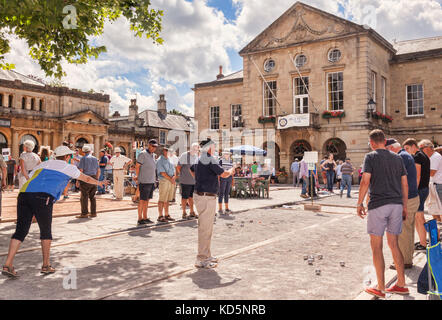 Vom 9. Juli 2017: Wells, Somerset, England, UK-jährliche Nächstenliebe boule Turnier, vom Rotary Club organisiert. Stockfoto