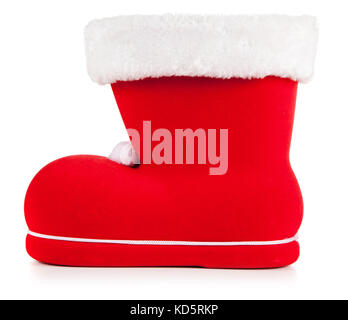 Santa's Schuh auf weißem Hintergrund Stockfoto