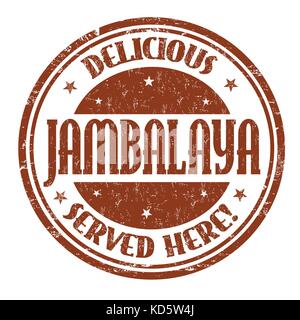 Köstliche jambalaya Zeichen oder Stempel auf weißem Hintergrund, Vector Illustration Stock Vektor