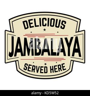 Köstliche jambalaya Label oder Symbol auf weißem Hintergrund, Vector Illustration Stock Vektor