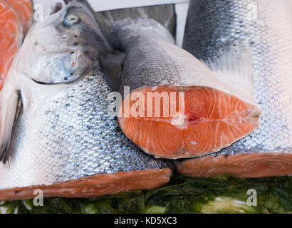 Lachs an seamarket in Neapel, Italien Stockfoto